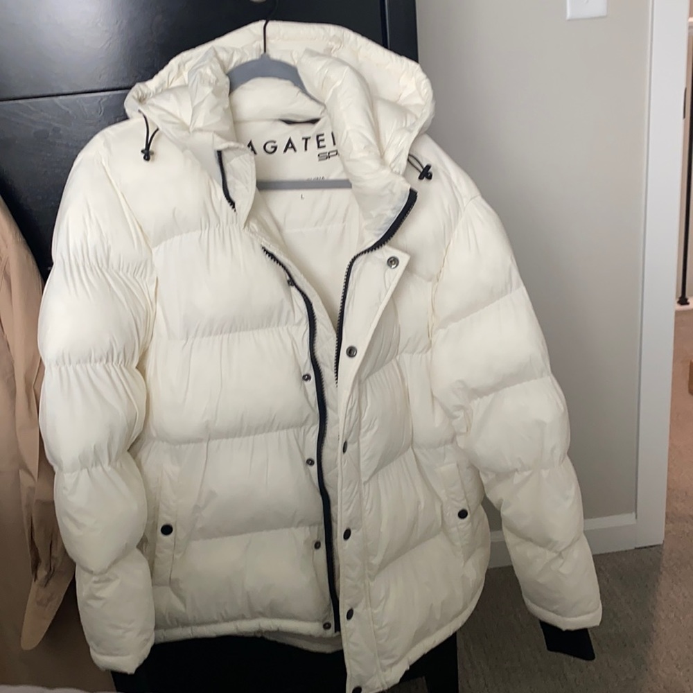White puffer coat